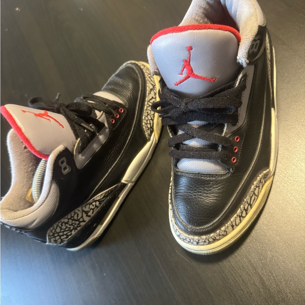 Jordan Black and Gray Sneakers with Red Accents cement 3
